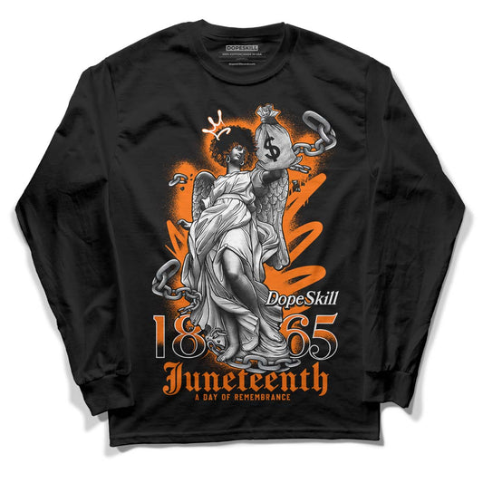 Orange Black White DopeSkill Long Sleeve T-Shirt Juneteenth Graphic - Black