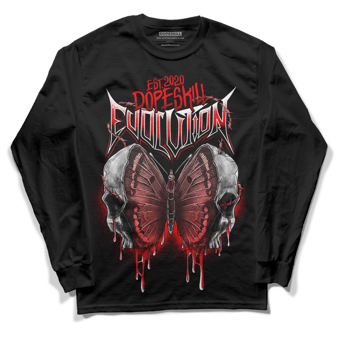 Cherry 11s DopeSkill Long Sleeve T-Shirt DopeSkill Evolution Graphic - Black