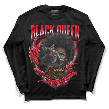 Red Thunder 4s DopeSkill Long Sleeve T-Shirt New Black Queen Graphic - Black 