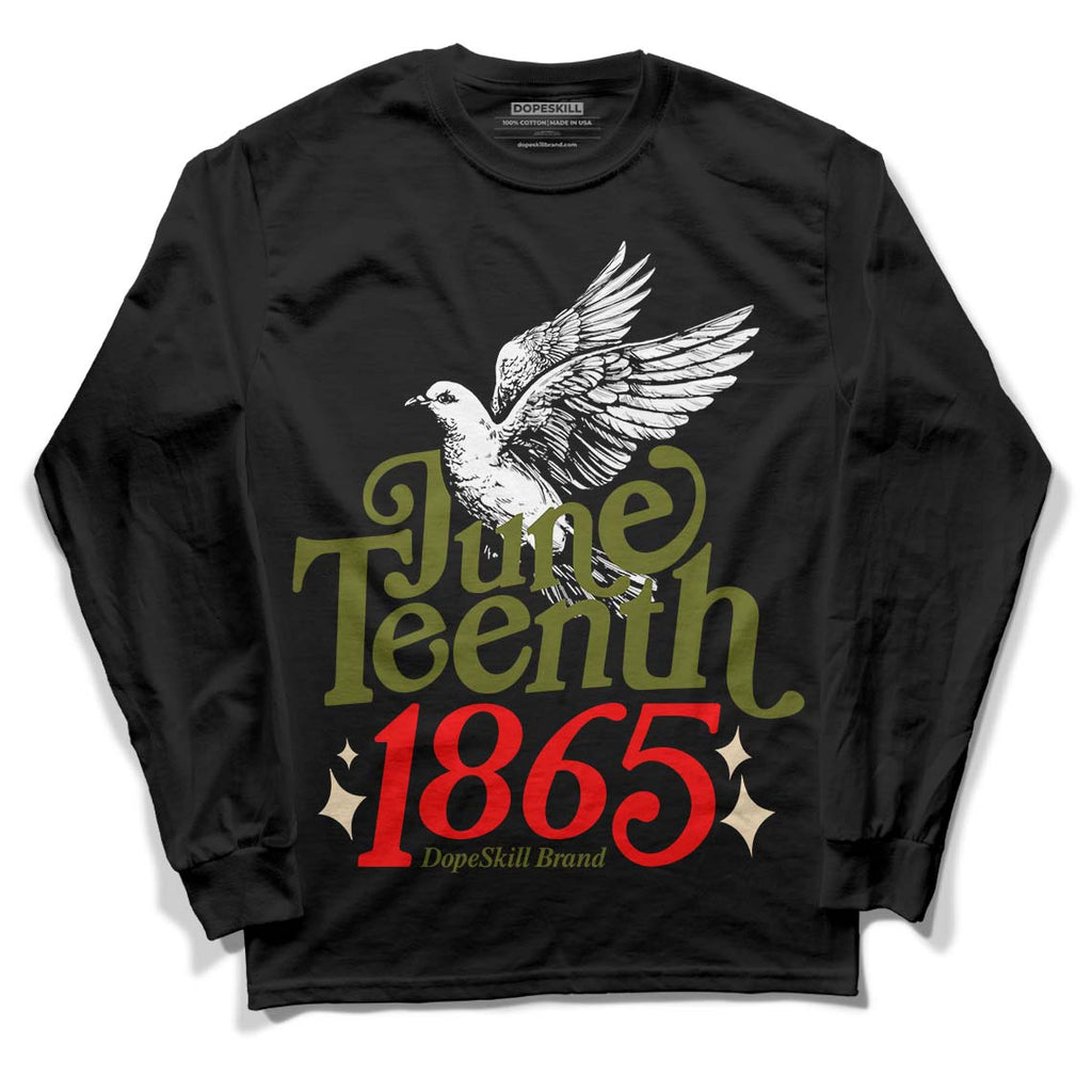Travis Scott x Jordan 1 Low OG “Olive” DopeSkill Long Sleeve T-Shirt Juneteenth 1865 Graphic Streetwear - Black