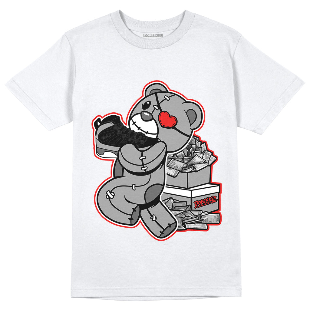 Jordan 9 Particle Grey DopeSkill T-Shirt Bear Steals Sneaker Graphic - White 