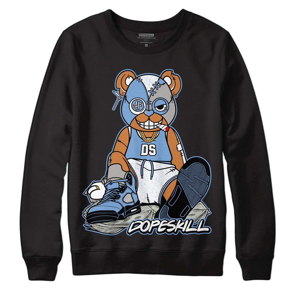 Jordan 5 Retro University Blue DopeSkill Sweatshirt Greatest Graphic Streetwear - Black