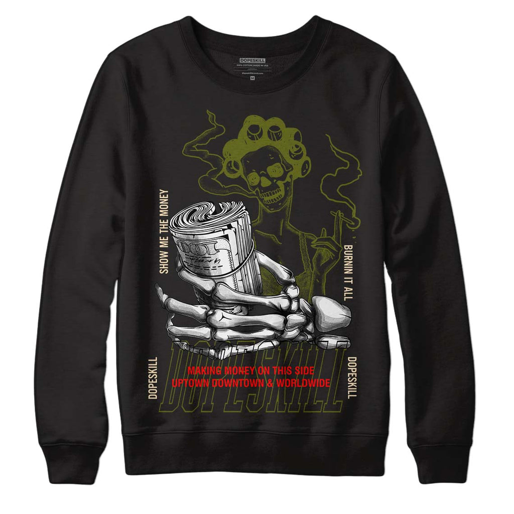 Travis Scott x Jordan 1 Low OG “Olive” DopeSkill Sweatshirt Show Me The Money Graphic Streetwear - Black