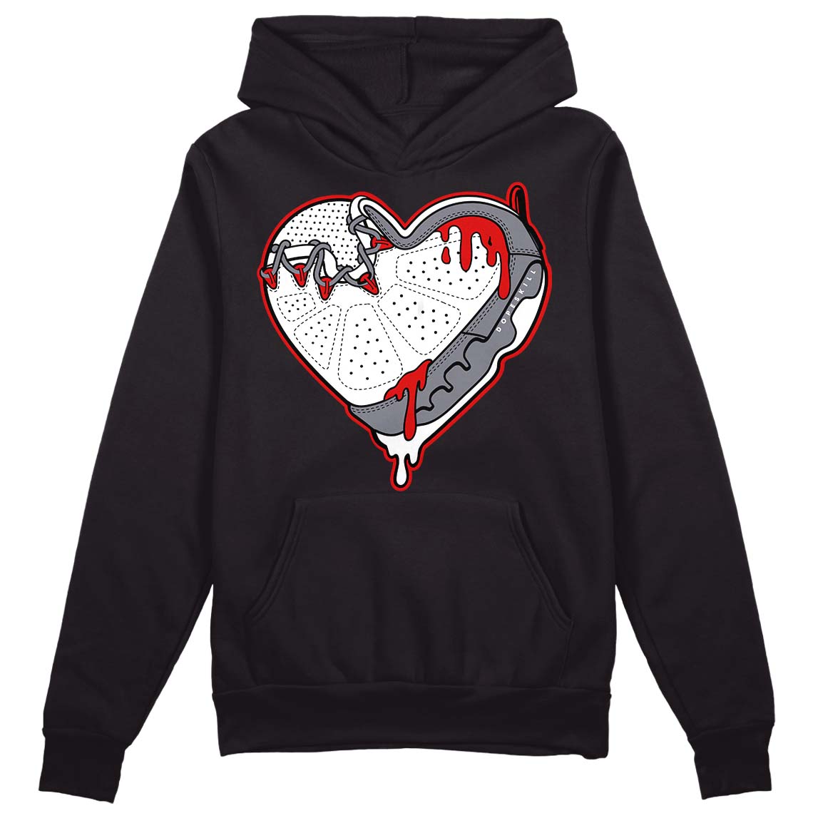 Fire Red 9s DopeSkill Hoodie Sweatshirt Heart Jordan 9 Graphic - Black 