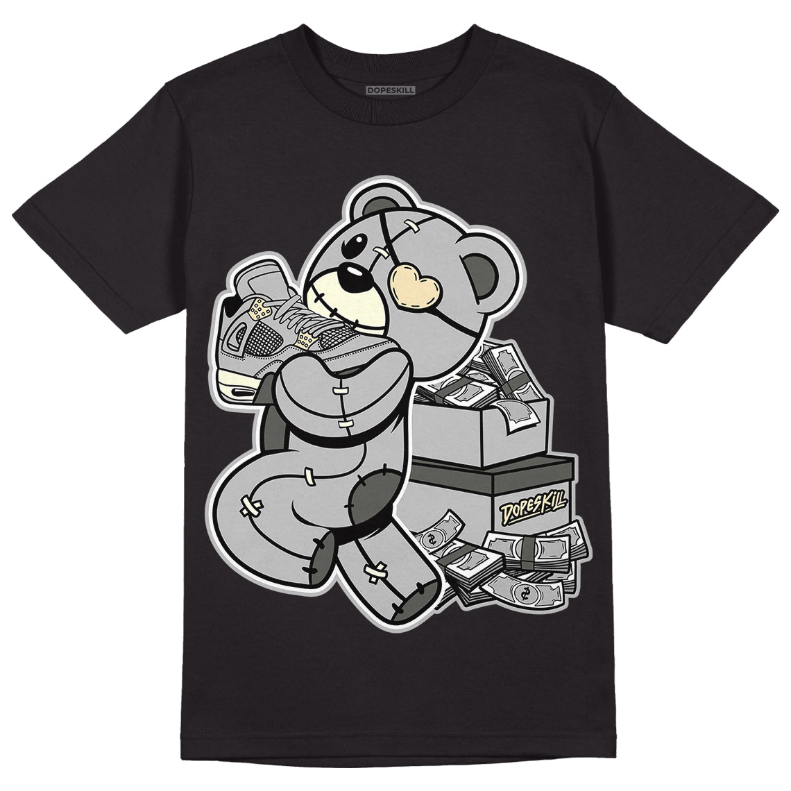 Jordan 4 Retro SE Craft Photon Dust DopeSkill T-Shirt Bear Steals Sneaker Graphic Streetwear  - Black