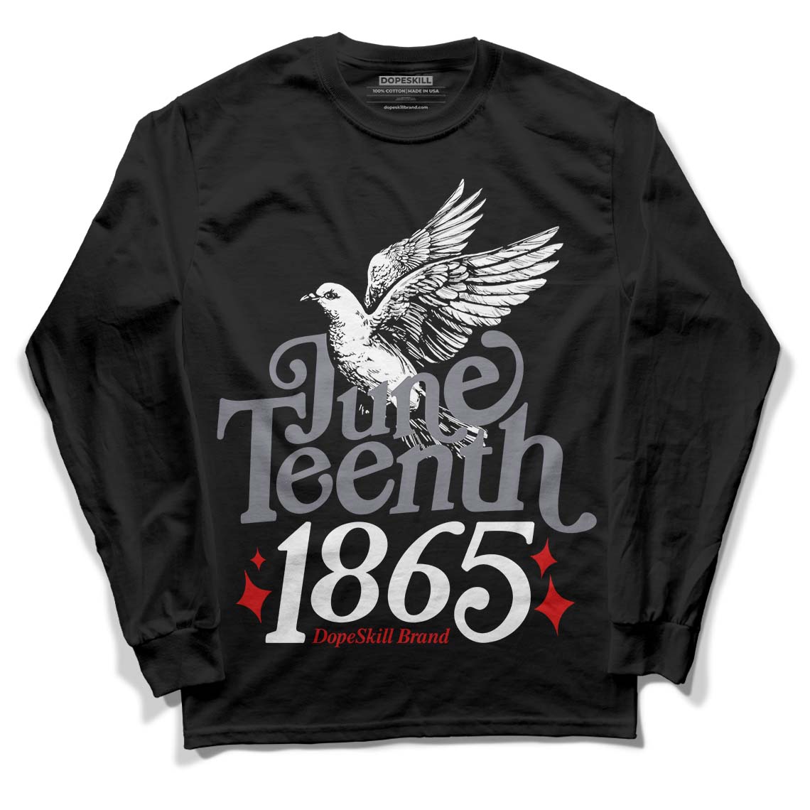 Jordan 9 Retro Fire Red DopeSkill Long Sleeve T-Shirt Juneteenth 1865 Graphic Streetwear - Black