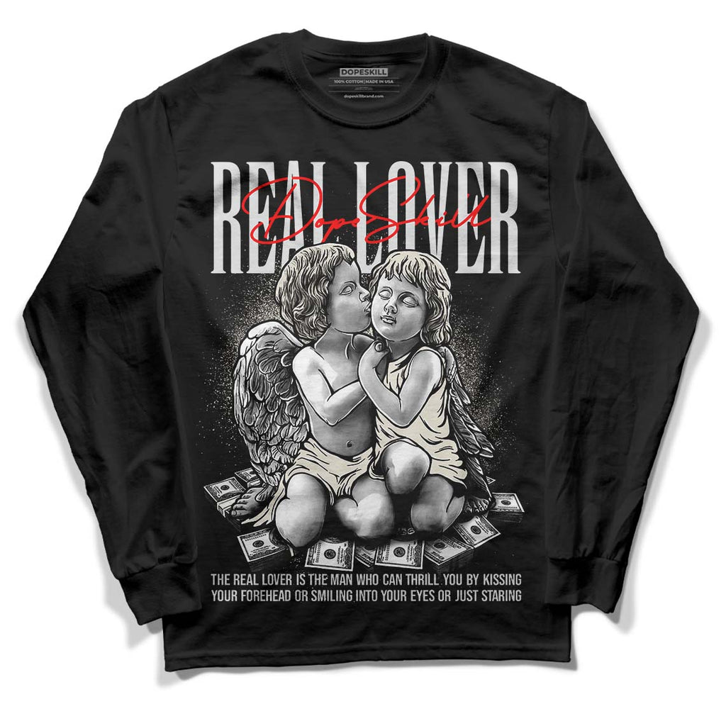 Light Orewood Brown 11s Low DopeSkill Long Sleeve T-Shirt Real Lover Graphic - Black