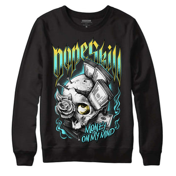 Aqua 5s DopeSkill Sweatshirt Money On My Mind Graphic - Black 