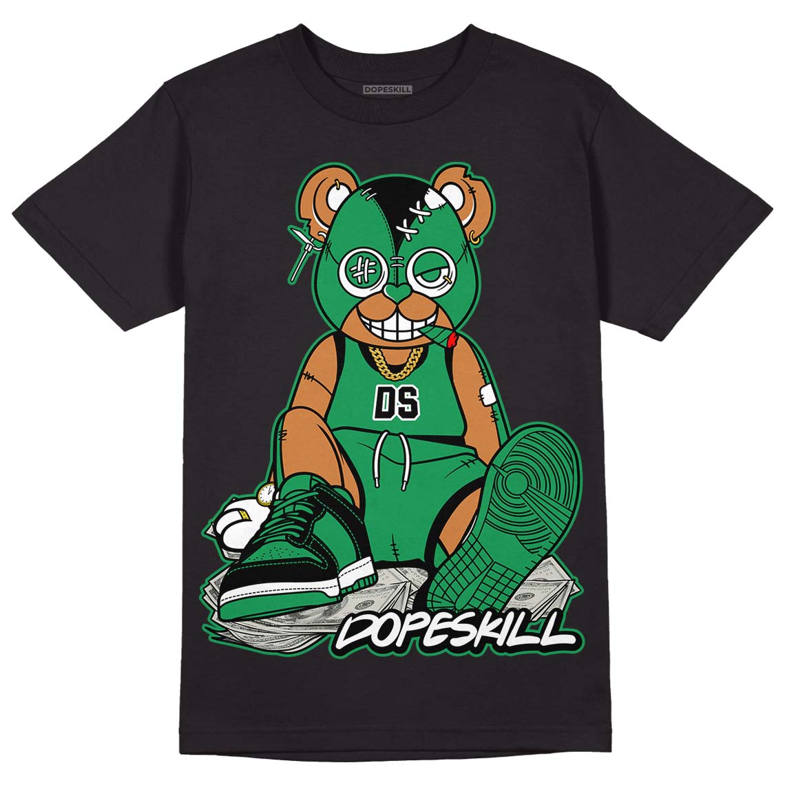 Jordan 1 Low Lucky Green DopeSkill T-Shirt Greatest Graphic Streetwear - Black