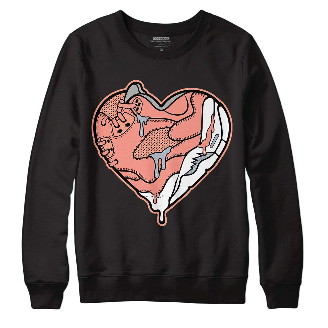 DJ Khaled x Jordan 5 Retro ‘Crimson Bliss’ DopeSkill Sweatshirt Heart Jordan 5 Graphic Streetwear - Black