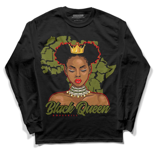 Travis Scott x Jordan 1 Low OG “Olive” DopeSkill Long Sleeve T-Shirt Black Queen Graphic Streetwear - Black