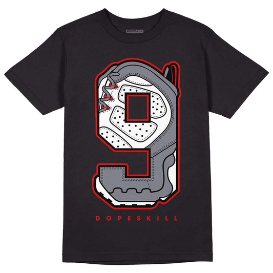 Fire Red 9s DopeSkill T-Shirt No.9 Graphic - Black 