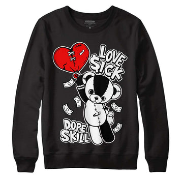 Jordan 1 High 85 Black White DopeSkill Sweatshirt Love Sick Graphic Streetwear  - Black 