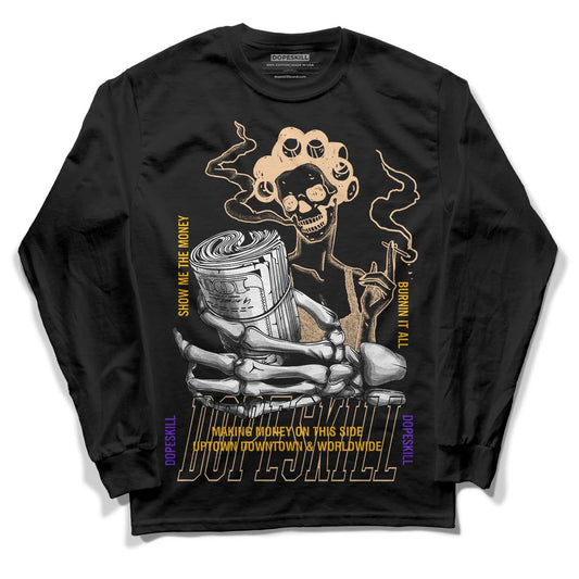 Afrobeats 7s SE DopeSkill Long Sleeve T-Shirt Show Me The Money Graphic - Black