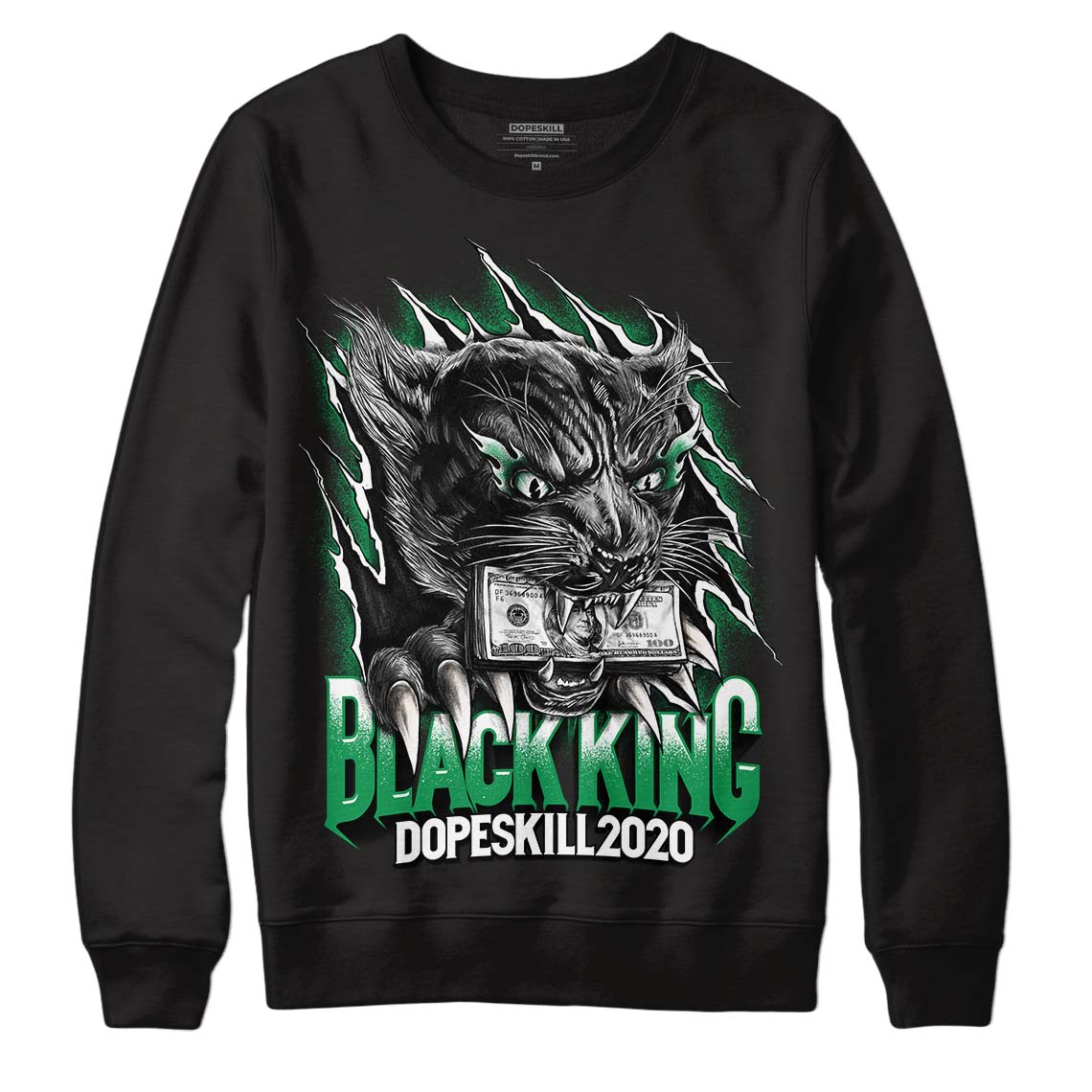 Jordan 2 Retro Lucky Green DopeSkill Sweatshirt Black King Graphic Streetwear  - Black