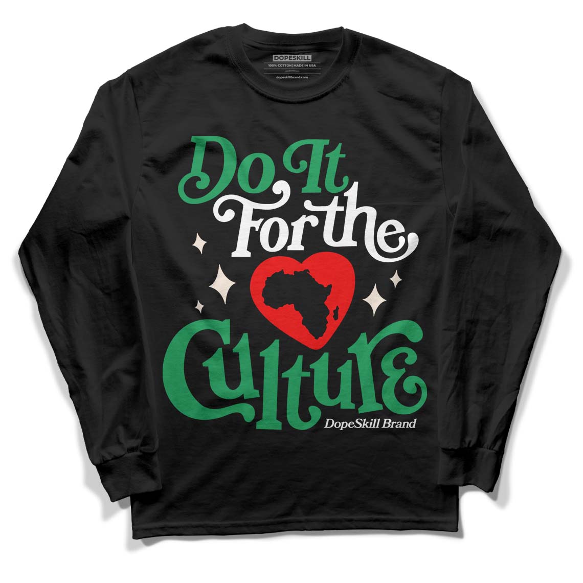 Jordan 2 Retro Lucky Green DopeSkill Long Sleeve T-Shirt Do It For The Culture Graphic Streetwear - Black