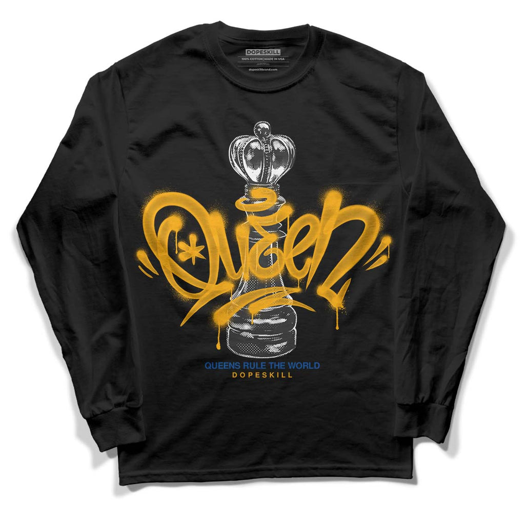 Dunk Blue Jay and University Gold DopeSkill Long Sleeve T-Shirt Queen Chess Graphic Streetwear - Black