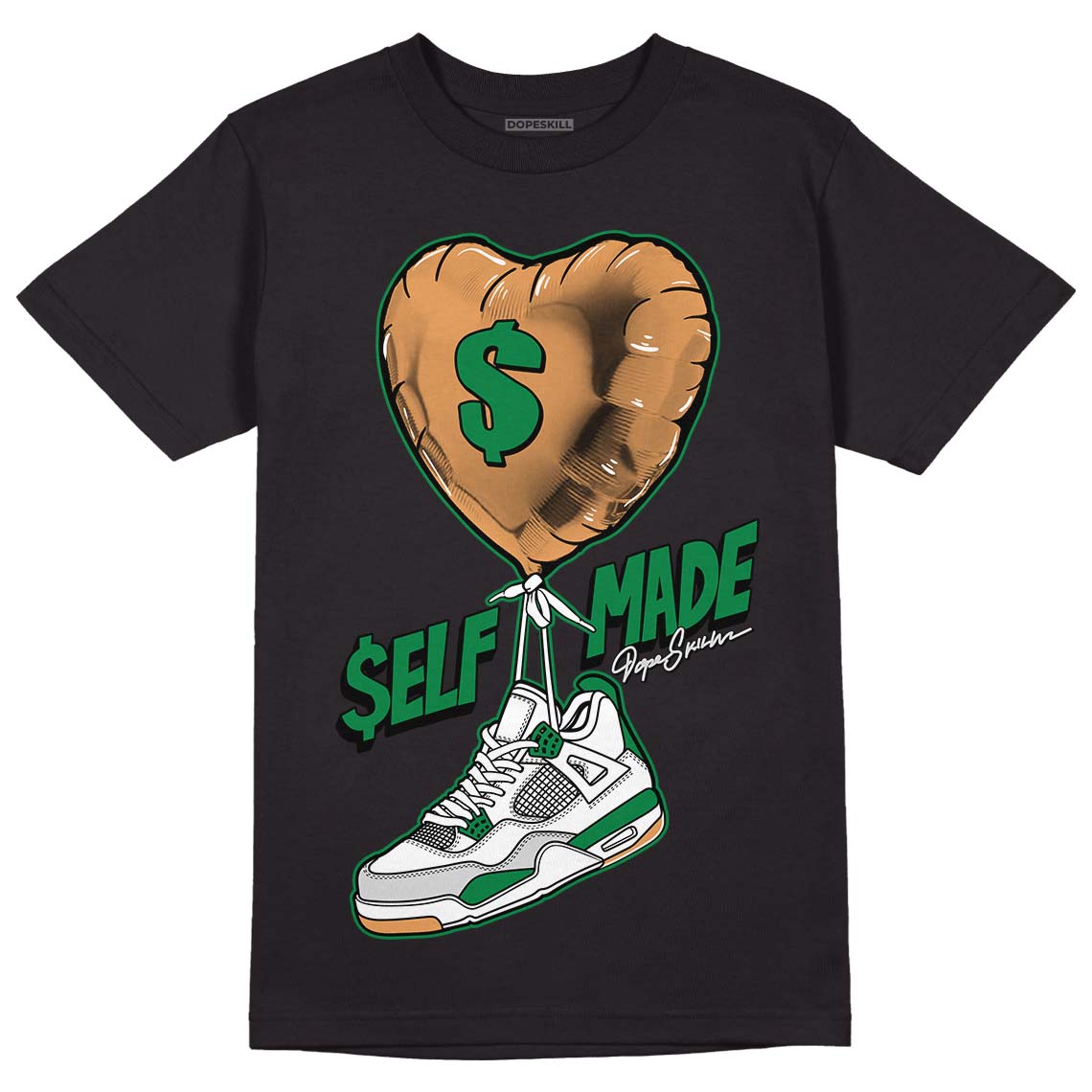 Nike SB x Jordan 4 “Pine Green” DopeSkill T-Shirt Self Made Graphic Streetwear - Black