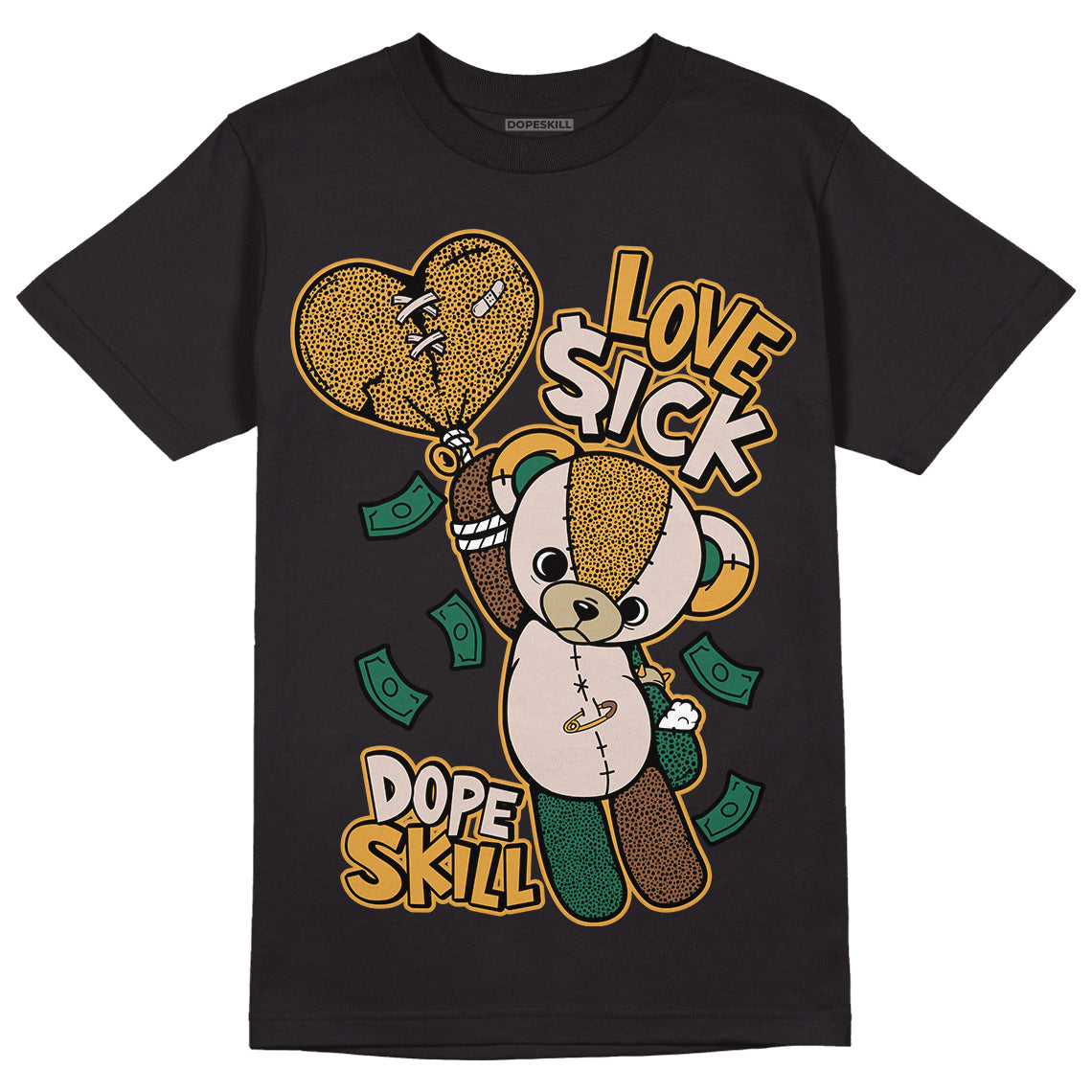 Safari Dunk Low DopeSkill T-Shirt Love Sick Graphic - Black 