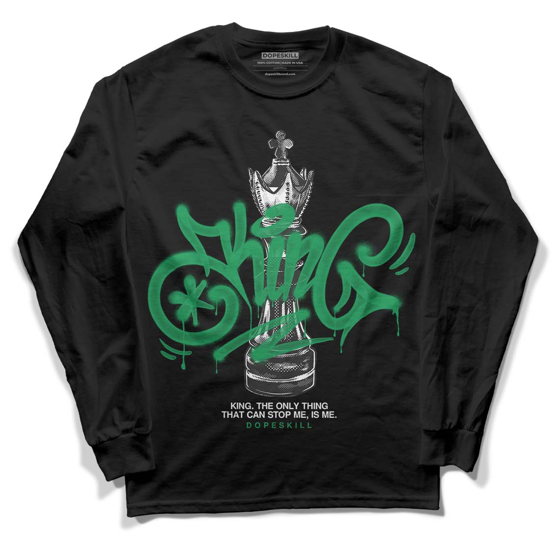 Jordan 1 Low Lucky Green DopeSkill Long Sleeve T-Shirt King Chess Graphic Streetwear - Black