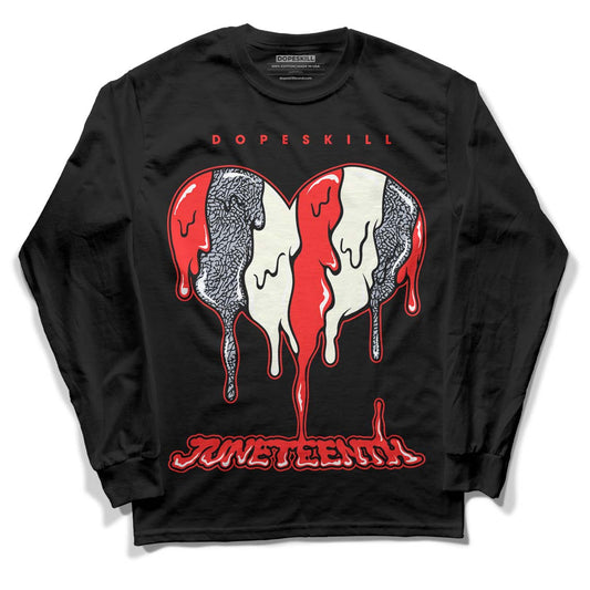 Jordan 3 Retro White Cement Reimagined DopeSkill Long Sleeve T-Shirt Juneteenth Heart Graphic Streetwear - Black