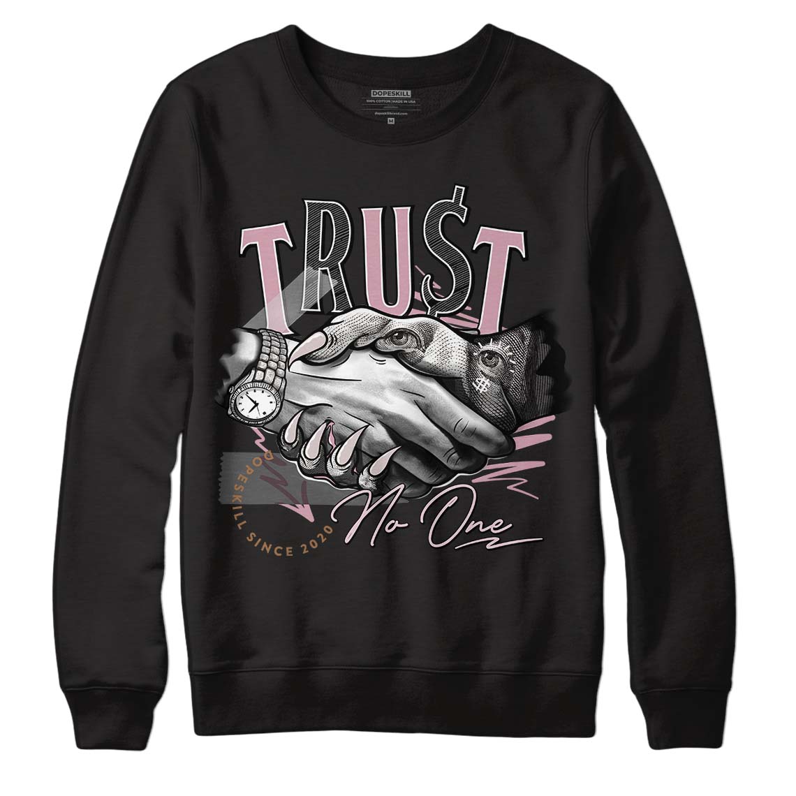 Dunk Low Teddy Bear Pink DopeSkill Sweatshirt Trust No One Graphic - Black 