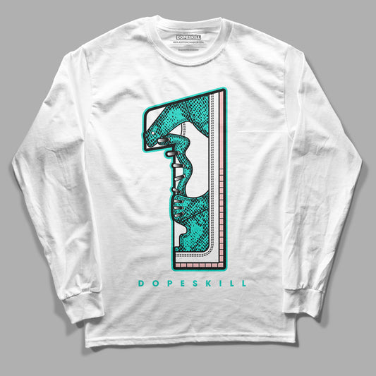 Green Snakeskin Dunk Low DopeSkill Long Sleeve T-Shirt No.1 Graphic - White