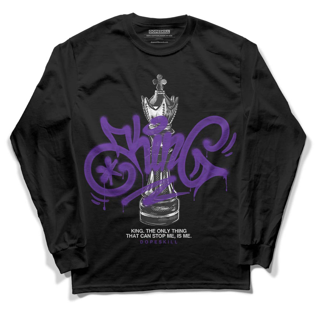 Jordan 3 Dark Iris DopeSkill Long Sleeve T-Shirt King Chess Graphic Streetwear - Black
