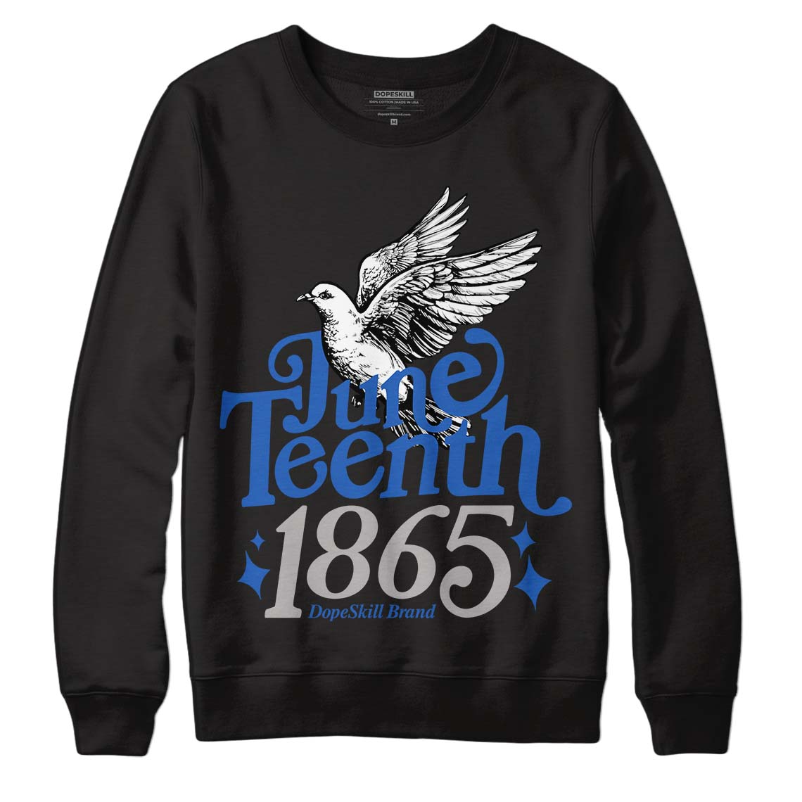 Jordan 1 High OG "True Blue" DopeSkill Sweatshirt Juneteenth 1865 Graphic Streetwear - Black