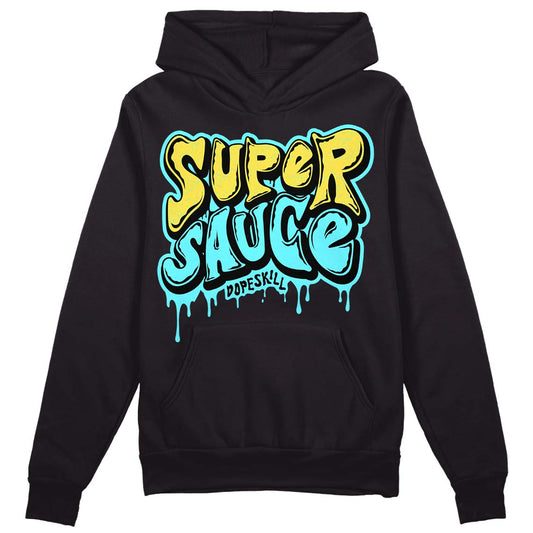 Aqua 5s DopeSkill Hoodie Sweatshirt Super Sauce Graphic - Black 