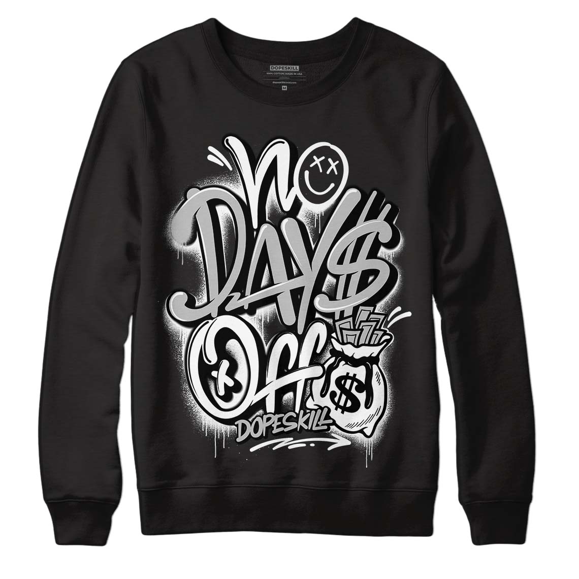 Jordan 1 High 85 Black White DopeSkill Sweatshirt  No Days Off Graphic Streetwear  - Black 