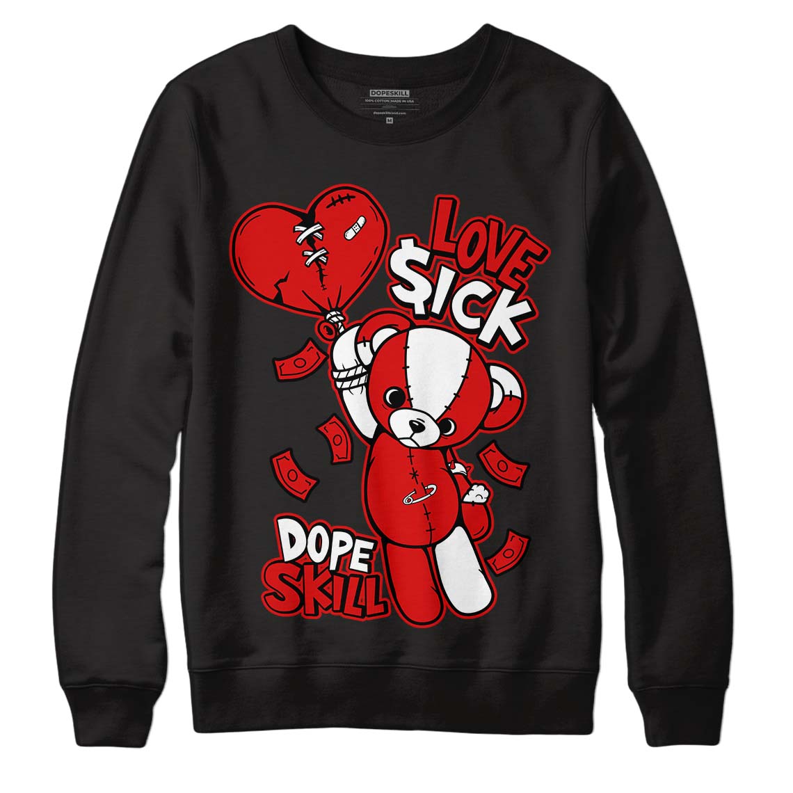 Jordan 12 Retro ‘Gym Red’ DopeSkill Sweatshirt Love Sick Graphic Streetwear - Black 