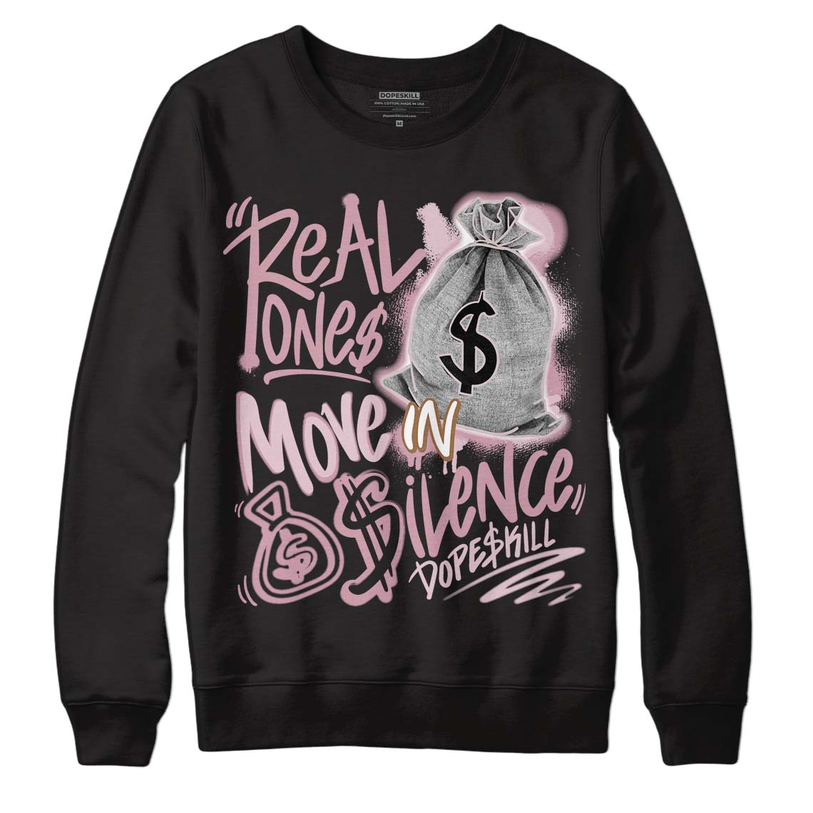 Dunk Low Teddy Bear Pink DopeSkill Sweatshirt Real Ones Move In Silence Graphic - Black 