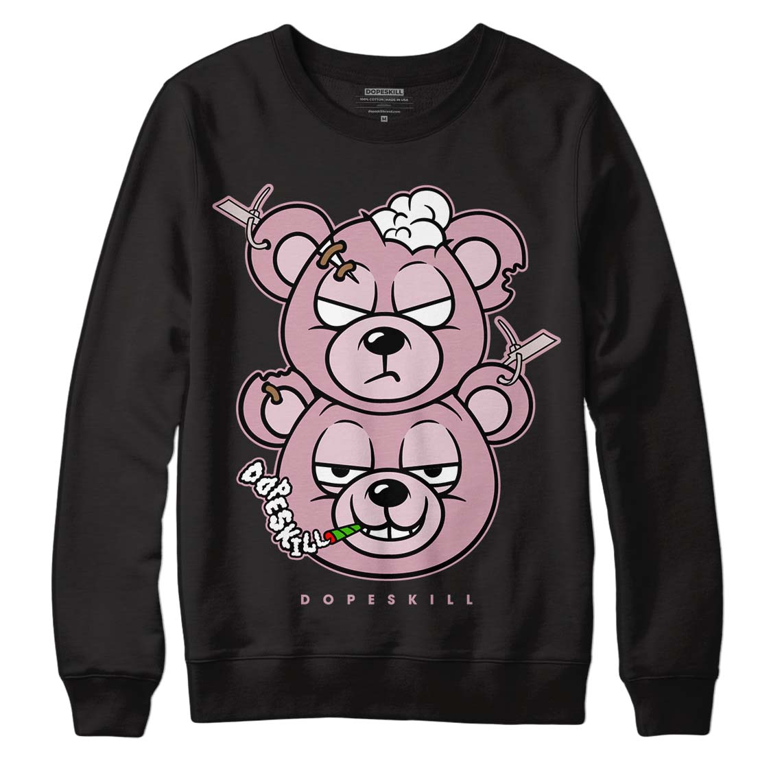 Dunk Low Teddy Bear Pink DopeSkill Sweatshirt New Double Bear Graphic - Black 