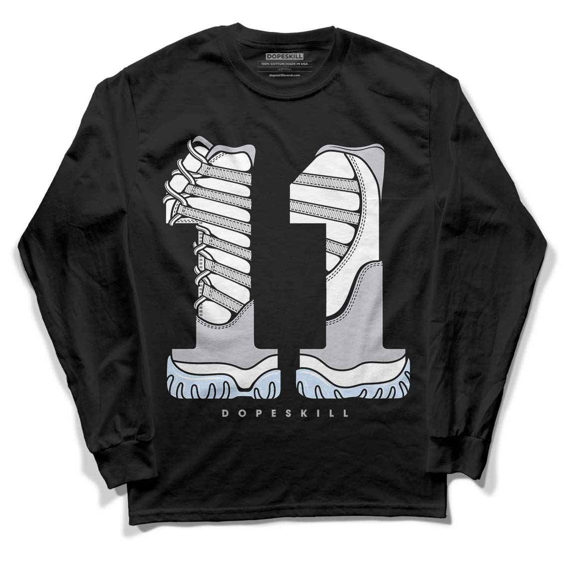 Jordan 11 Retro Low Cement Grey DopeSkill Long Sleeve T-Shirt No.11 Graphic Streetwear - Black