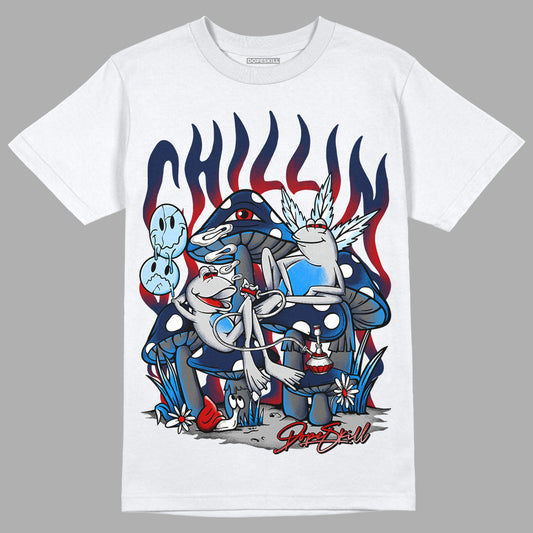 Midnight Navy 4s DopeSkill T-Shirt Chillin Graphic - White