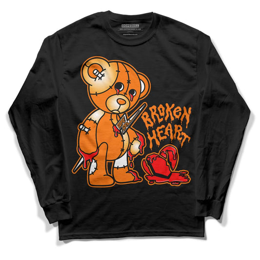 Wmns Dunk Low 'Magma Orange DopeSkill Long Sleeve T-Shirt Broken Heart Graphic Streetwear - Black