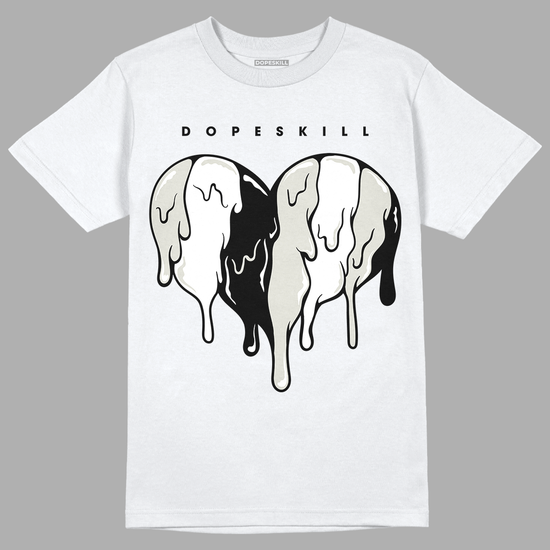 Jordan 4 Military Black DopeSkill T-Shirt Slime Drip Heart Graphic - White 