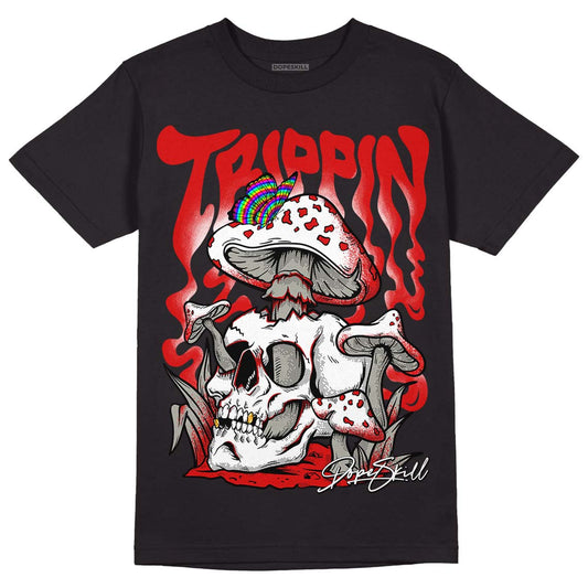 Fire Red 3s DopeSkill T-Shirt Trippin Graphic - Black