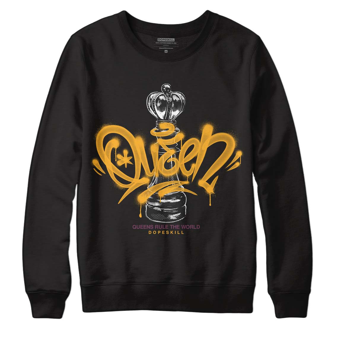 Jordan 1 Retro High OG Brotherhood DopeSkill Sweatshirt Queen Chess Graphic Streetwear - Black