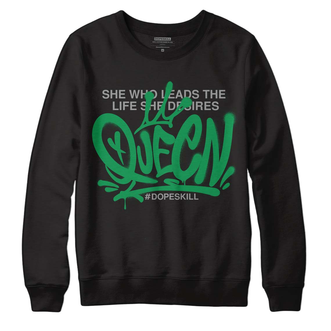 Jordan 3 WMNS “Lucky Green” DopeSkill Sweatshirt Queen Graphic Streetwear - Black