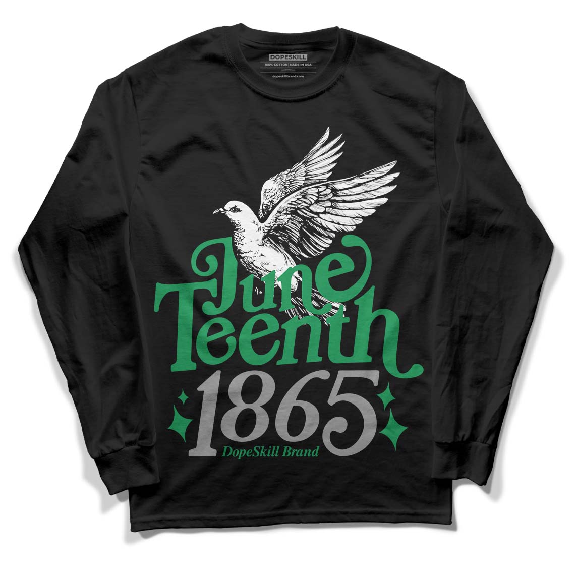 Jordan 3 WMNS “Lucky Green” DopeSkill Long Sleeve T-Shirt Juneteenth 1865 Graphic Streetwear - Black