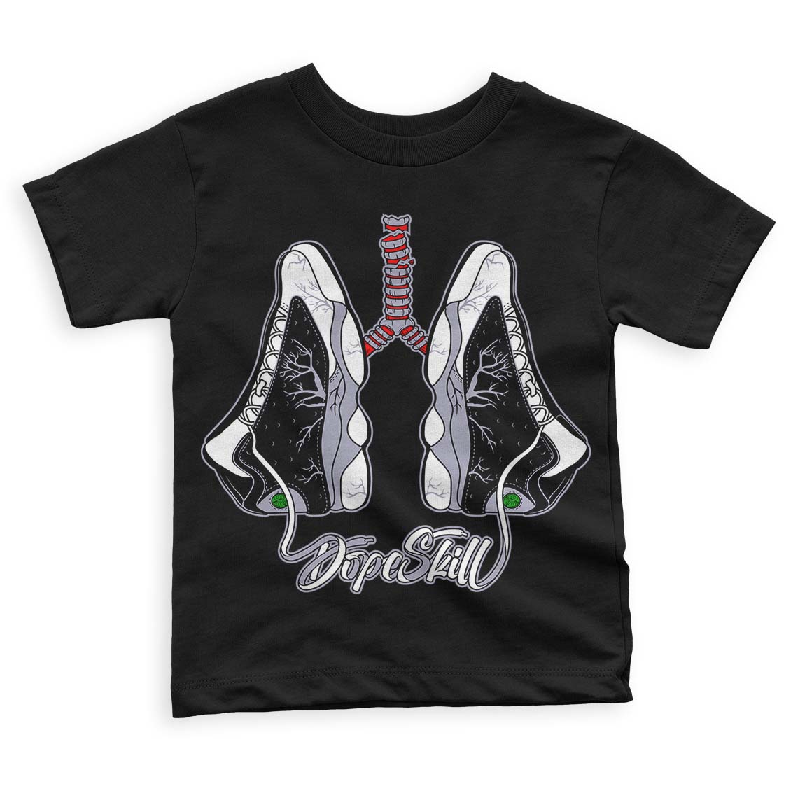 Jordan 13 Retro 'Black Flint' DopeSkill Toddler Kids T-shirt Breathe Graphic Streetwear - Black