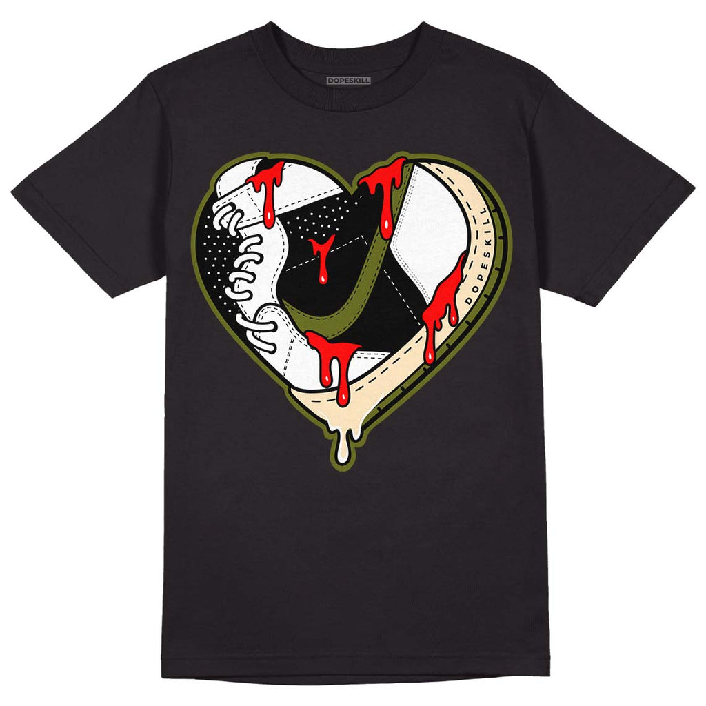 Travis Scott x Jordan 1 Low OG “Olive” DopeSkill T-Shirt Heart Jordan 1 Graphic Streetwear - Black