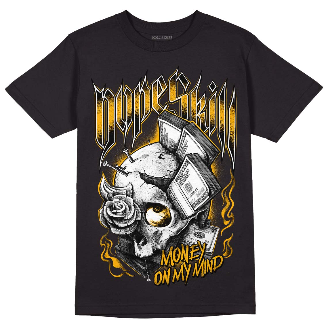 Goldenrod Dunk DopeSkill T-Shirt Money On My Mind Graphic - Black