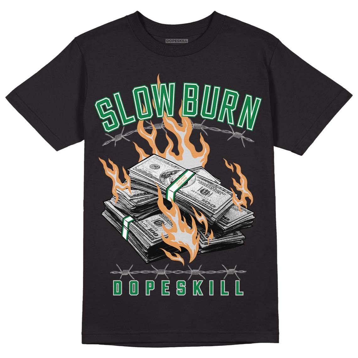 Nike SB x Jordan 4 “Pine Green” DopeSkill T-Shirt Slow Burn Graphic Streetwear - Black