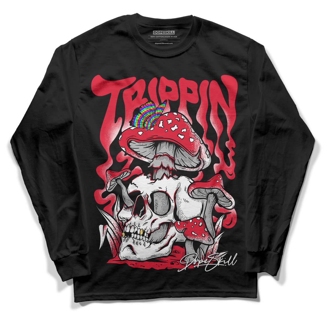 Lost & Found 1s DopeSkill Long Sleeve T-Shirt Trippin Graphic - Black