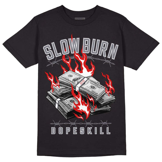 Fire Red 9s DopeSkill T-Shirt Slow Burn Graphic - Black