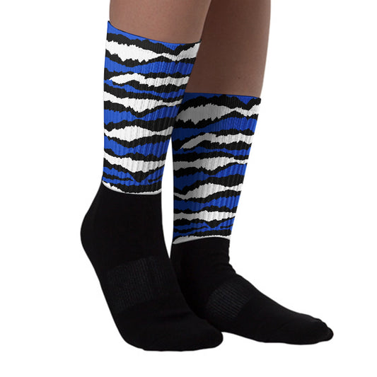 Abstract Tiger Sublimated Socks Match Hyper Royal 12s