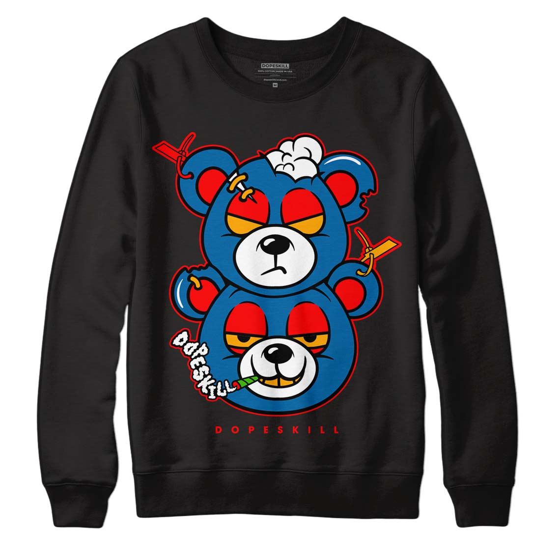 Messy Room 4S DopeSkill Sweatshirt New Double Bear Graphic - Black